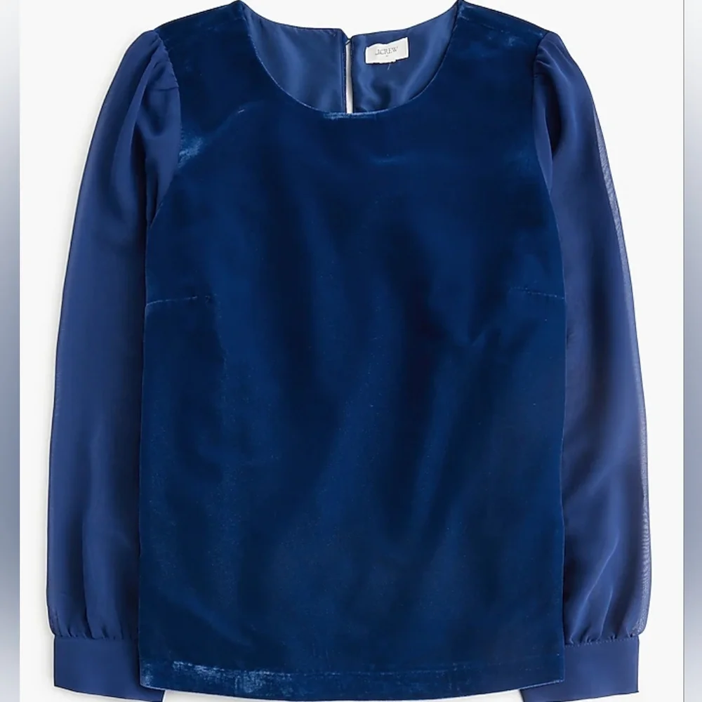 NWT J. Crew Velvet Puff Sleeve Top